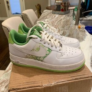 Green n white Air Force 1s